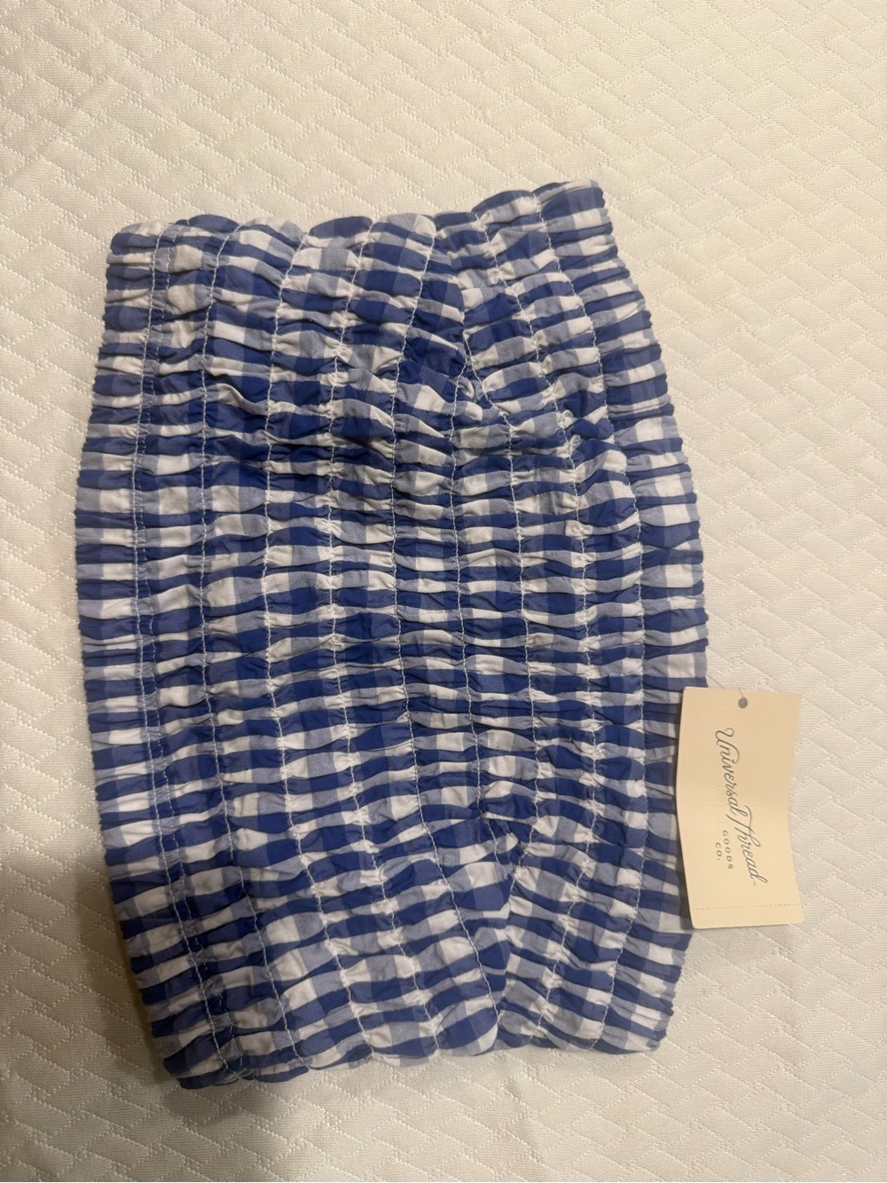 Vineyard Vines Blue and White Gingham Smocked tube top NWT